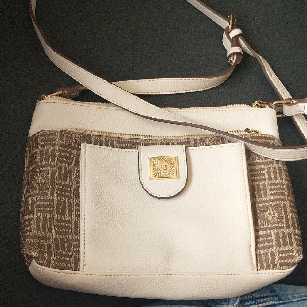 Anne Klein Cream and Brown Crossbody Bag
